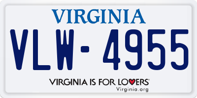 VA license plate VLW4955