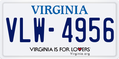 VA license plate VLW4956