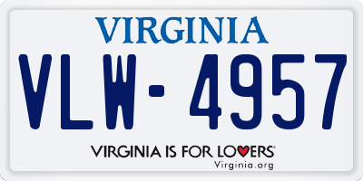 VA license plate VLW4957