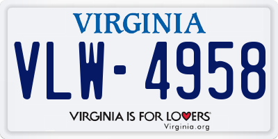 VA license plate VLW4958