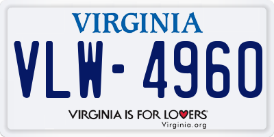 VA license plate VLW4960