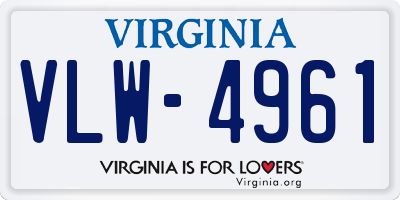 VA license plate VLW4961