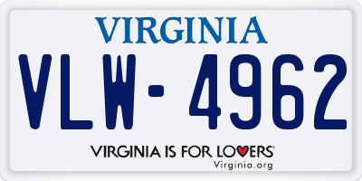 VA license plate VLW4962