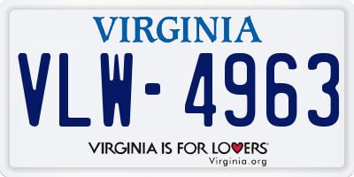 VA license plate VLW4963