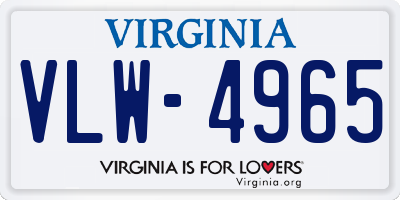 VA license plate VLW4965