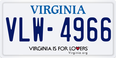 VA license plate VLW4966