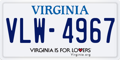 VA license plate VLW4967