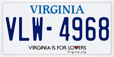 VA license plate VLW4968