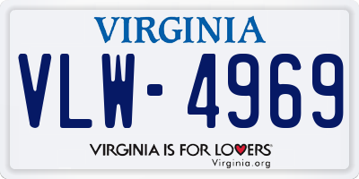 VA license plate VLW4969