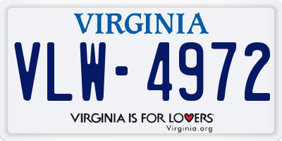 VA license plate VLW4972