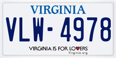 VA license plate VLW4978