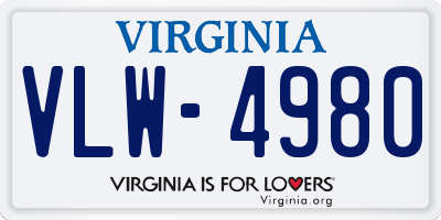 VA license plate VLW4980