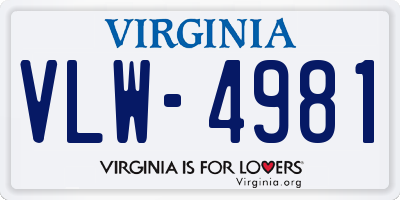 VA license plate VLW4981