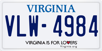 VA license plate VLW4984