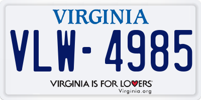 VA license plate VLW4985