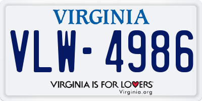 VA license plate VLW4986