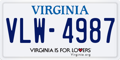 VA license plate VLW4987