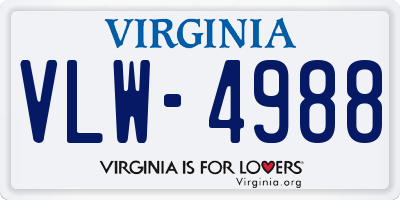 VA license plate VLW4988