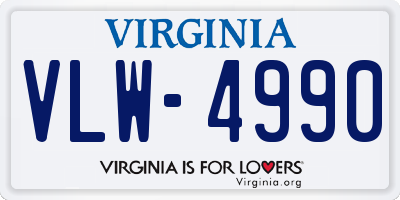 VA license plate VLW4990