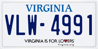 VA license plate VLW4991