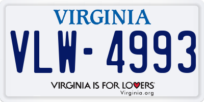 VA license plate VLW4993