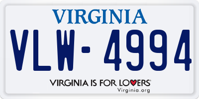 VA license plate VLW4994