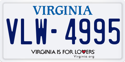 VA license plate VLW4995