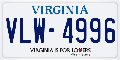 VA license plate VLW4996