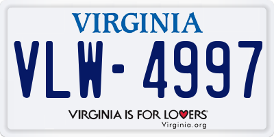 VA license plate VLW4997