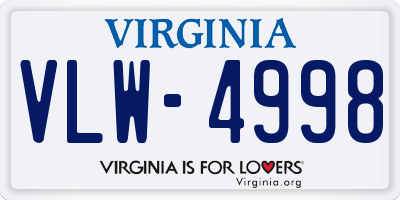 VA license plate VLW4998