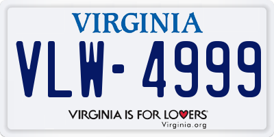 VA license plate VLW4999