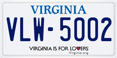 VA license plate VLW5002