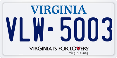 VA license plate VLW5003