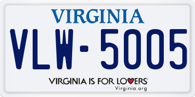 VA license plate VLW5005