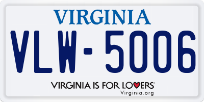 VA license plate VLW5006