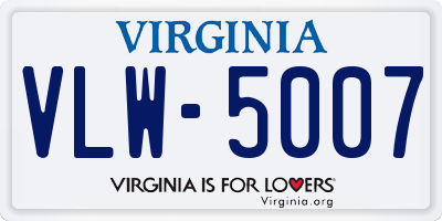 VA license plate VLW5007