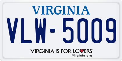 VA license plate VLW5009