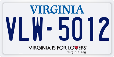 VA license plate VLW5012