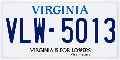 VA license plate VLW5013