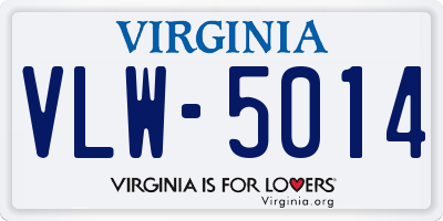 VA license plate VLW5014