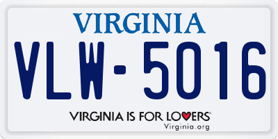 VA license plate VLW5016