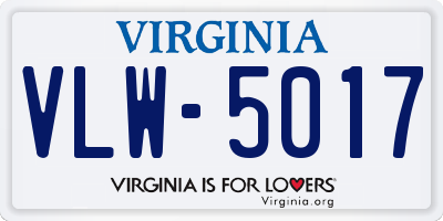 VA license plate VLW5017