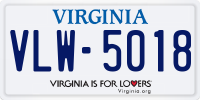 VA license plate VLW5018