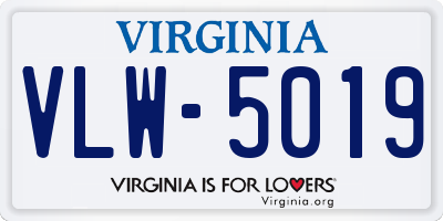 VA license plate VLW5019