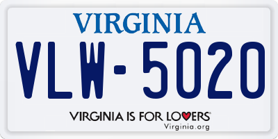 VA license plate VLW5020