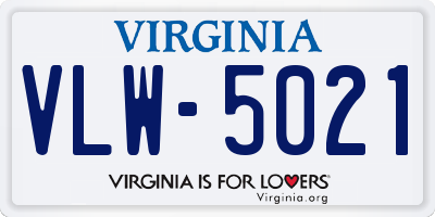 VA license plate VLW5021