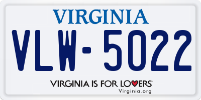 VA license plate VLW5022