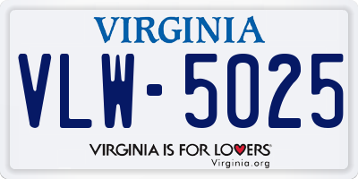 VA license plate VLW5025