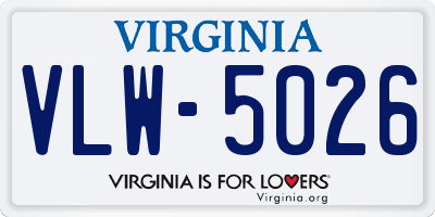 VA license plate VLW5026