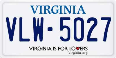 VA license plate VLW5027